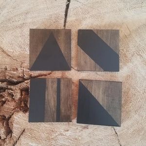 Handmade Accents - Handmade Set of Four Wooden Geometric Coasters Handmade Accents - Handmade Set of Four Wooden Geometric Coasters